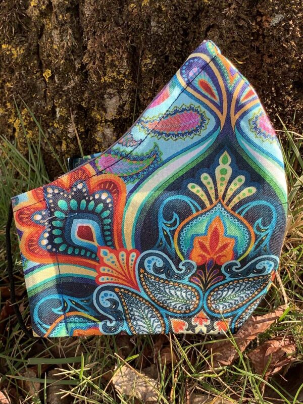 Bright paisley batik face mask