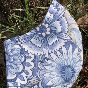 Flowery Blue Batik face mask
