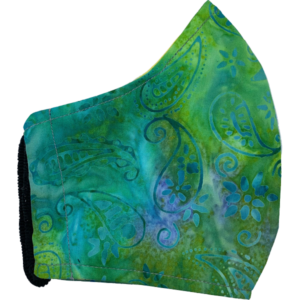 Green Paisley Batik Face Mask