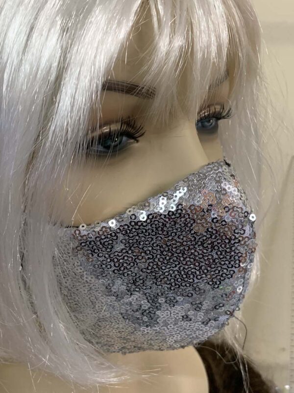 Special Occasion Face Mask Silver Sequins